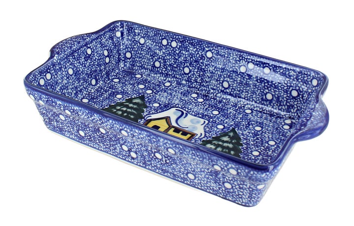 WR Unikat Winter Forest Loaf Baker — Polish Pottery