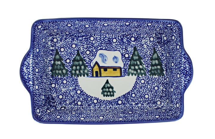 WR Unikat Winter Forest Loaf Baker — Polish Pottery