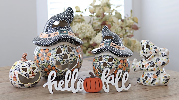 Vena Pumpkins Luminary — Polish Pottery