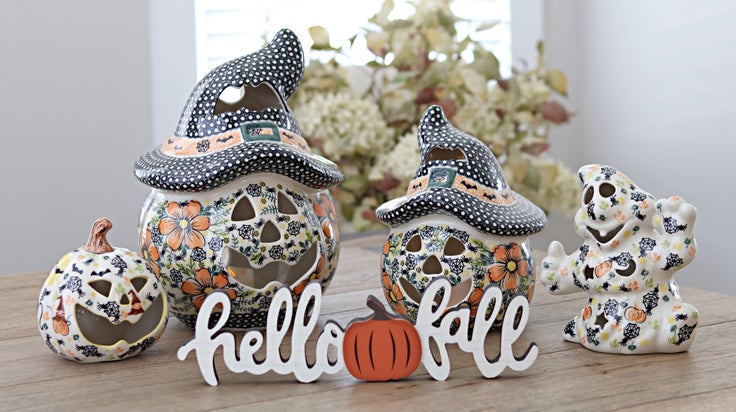 Detail image of Vena Pumpkins Luminary — Polish Pottery