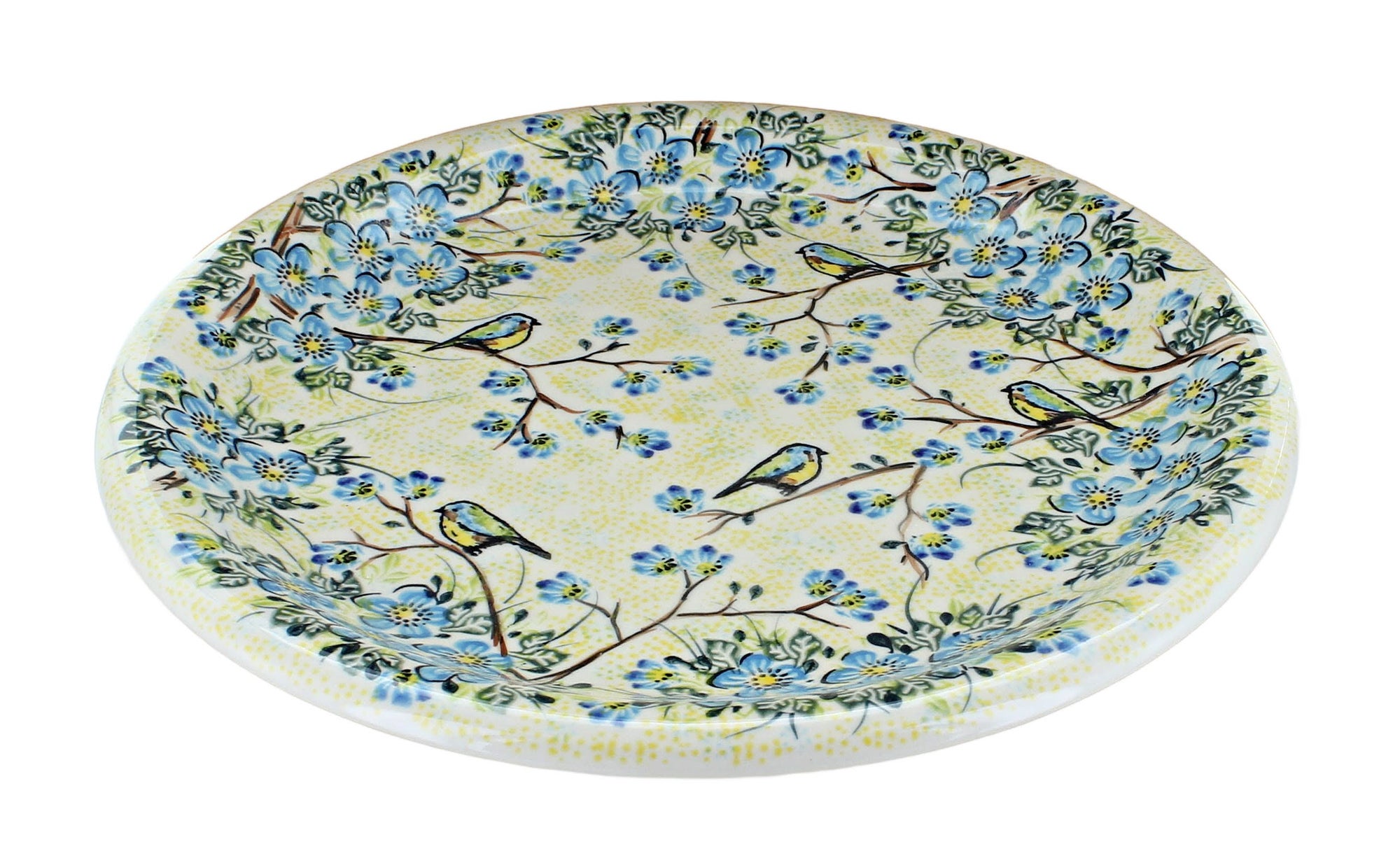 Vena Bluebird Garden Large Serving Piece — Polish Pottery
