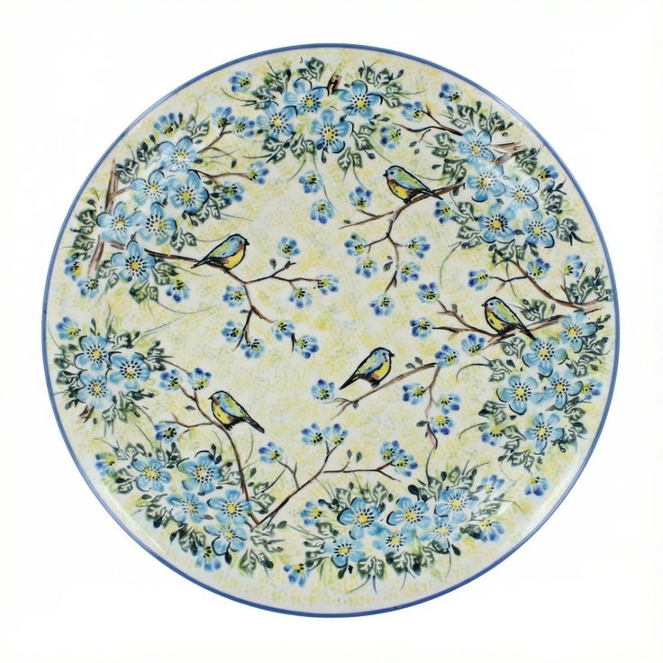 Detail image of Vena Bluebird Garden Large Serving Piece — Polish Pottery