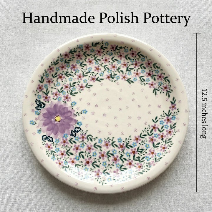 Vena Lilac Garden Large Serving Piece — Polish Pottery