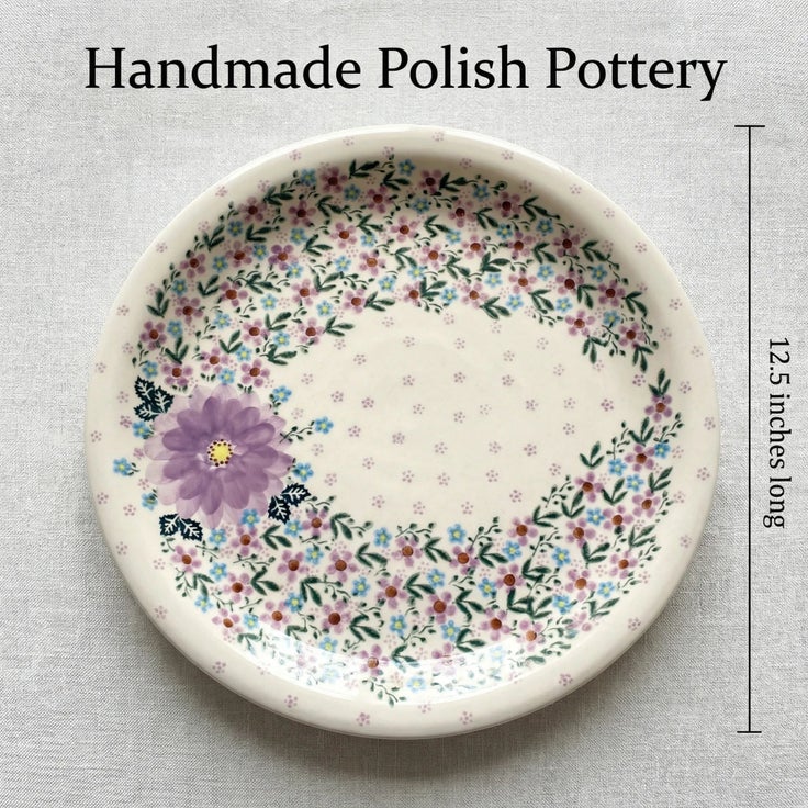 Detail image of Vena Lilac Garden Large Serving Piece — Polish Pottery