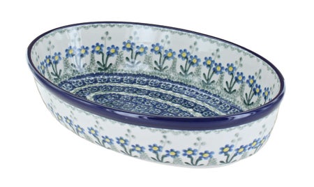 Ceramika Artystyczna Blue Posy Small Bakeware — Polish Pottery