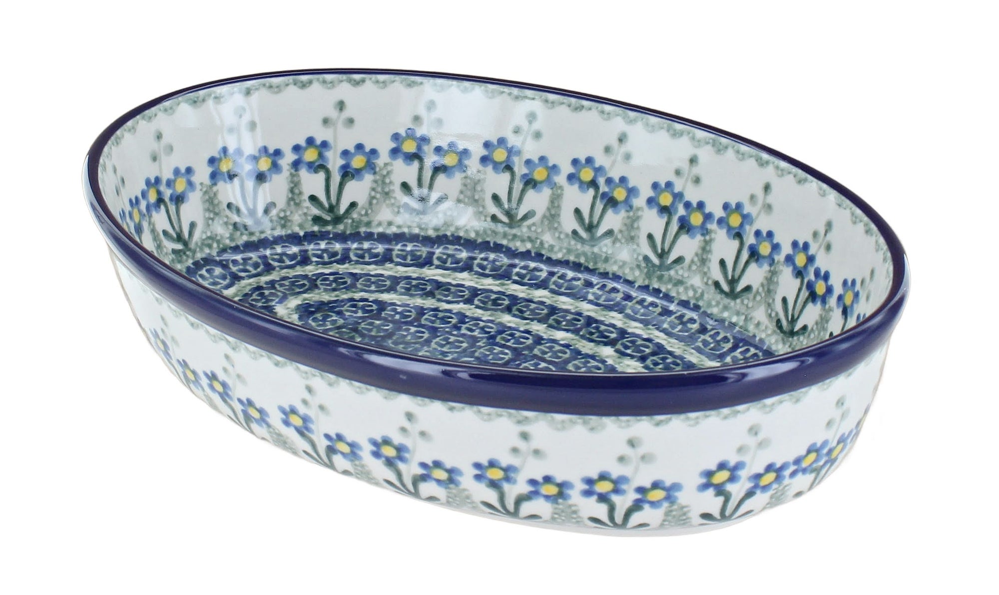 Ceramika Artystyczna Blue Posy Small Bakeware — Polish Pottery
