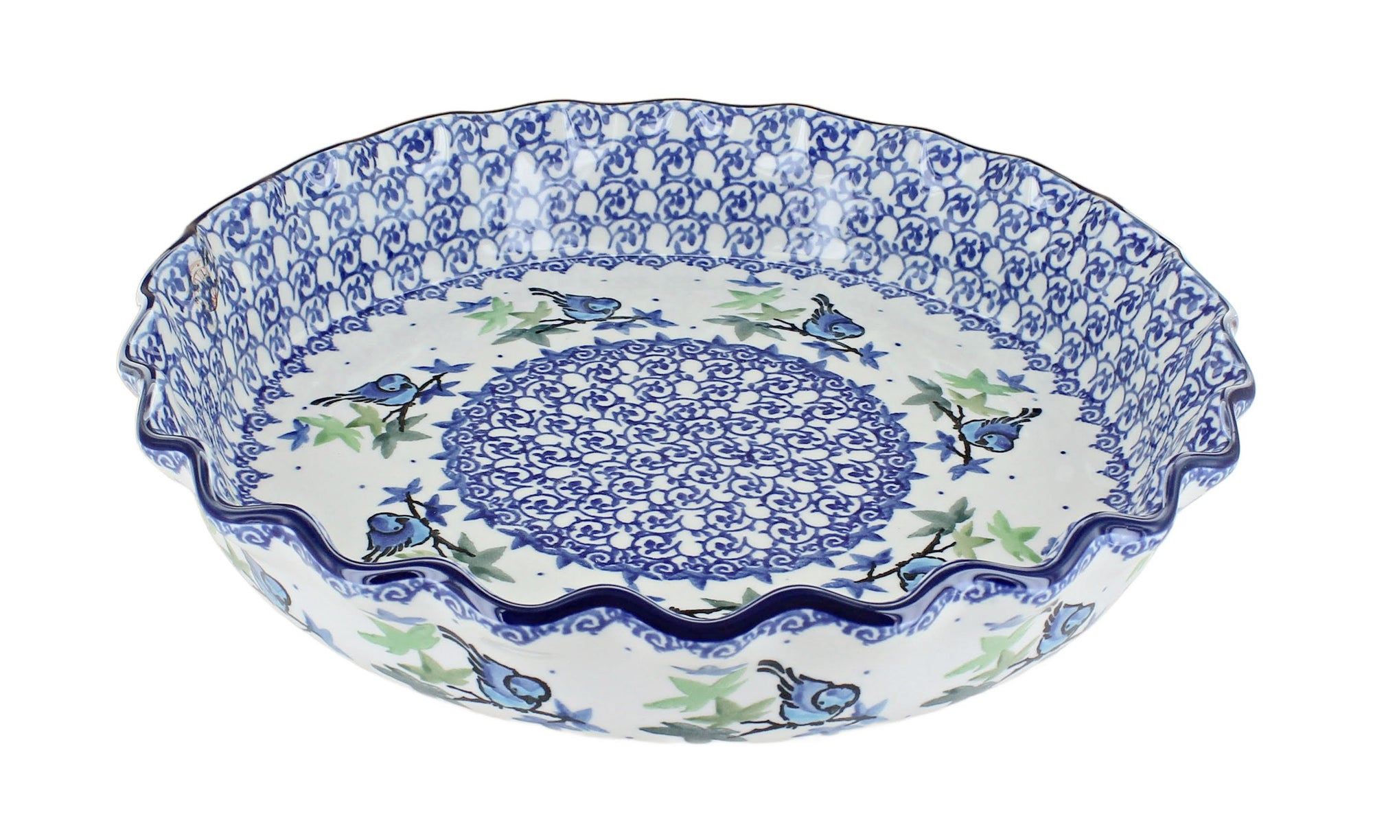 Ceramika Artystyczna Mockingbird Pie Plate — Polish Pottery