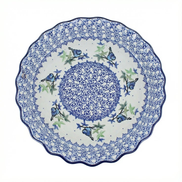 Detail image of Ceramika Artystyczna Mockingbird Pie Plate — Polish Pottery