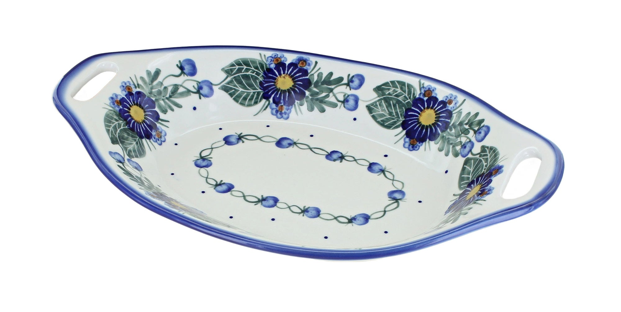 WR Unikat Forget Me Not Small Serving Piece — Polish Pottery