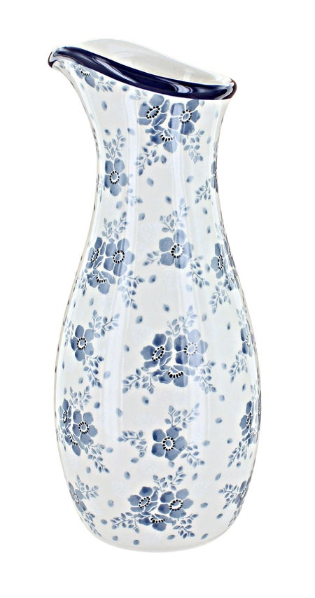 Ceramika Artystyczna Blue Fleur Pitcher — Polish Pottery