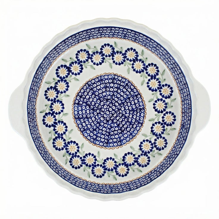 Detail image of Manufaktura Peach Blossom Pie Plate — Polish Pottery