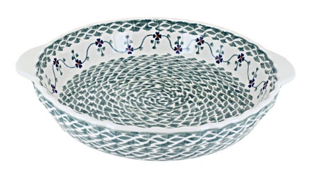 Manufaktura Sage Floral Pie Plate — Polish Pottery