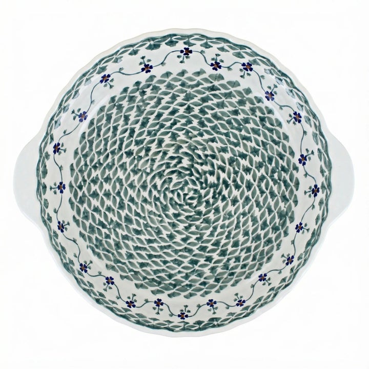Manufaktura Sage Floral Pie Plate — Polish Pottery