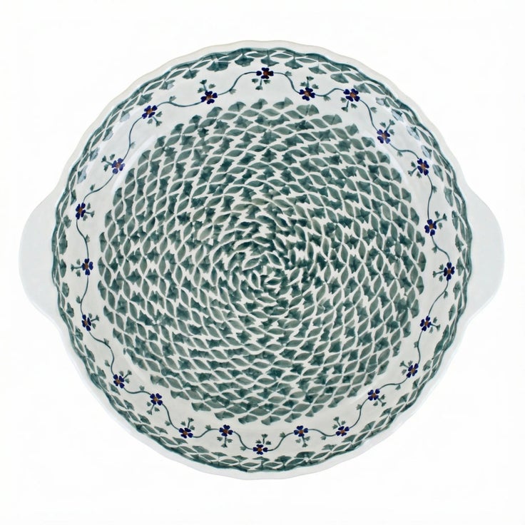 Detail image of Manufaktura Sage Floral Pie Plate — Polish Pottery