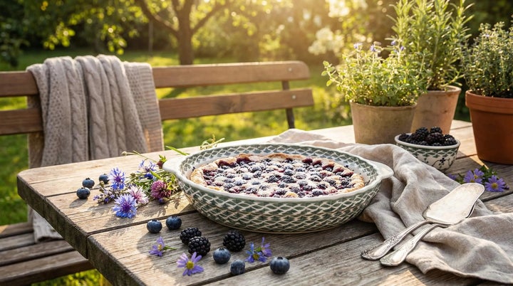 Manufaktura Sage Floral Pie Plate — Polish Pottery