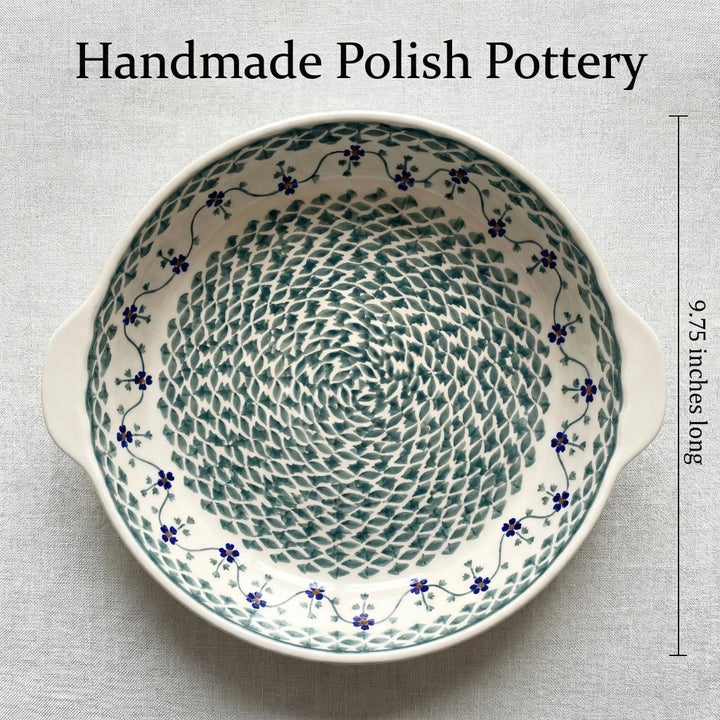 Manufaktura Sage Floral Pie Plate — Polish Pottery