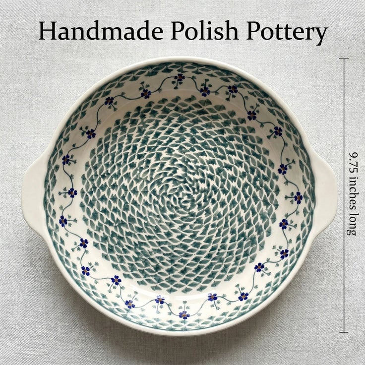 Detail image of Manufaktura Sage Floral Pie Plate — Polish Pottery
