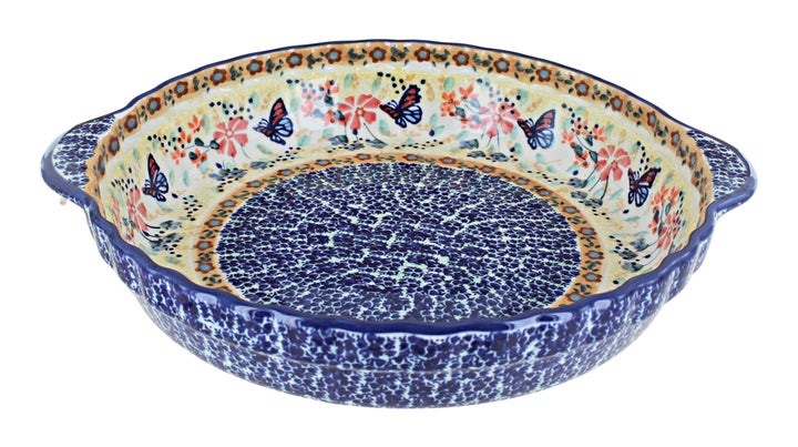 Manufaktura Blue Butterfly Pie Plate — Polish Pottery
