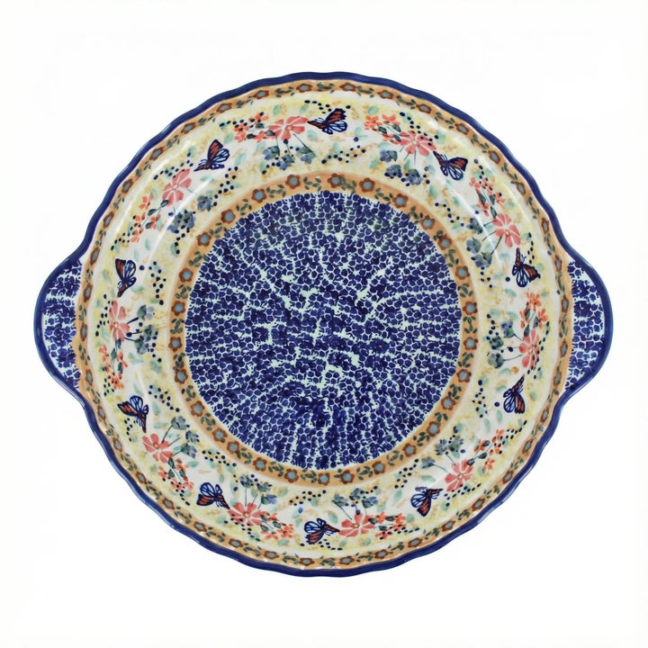 Manufaktura Blue Butterfly Pie Plate — Polish Pottery
