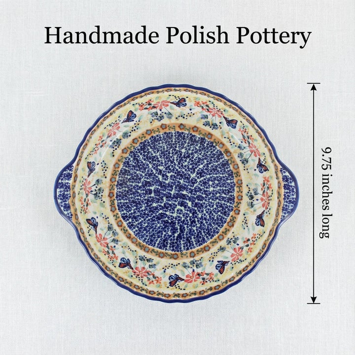 Manufaktura Blue Butterfly Pie Plate — Polish Pottery