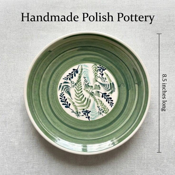 Detail image of Manufaktura Floating Fern Dining Plates & Bowls — Polish Pottery