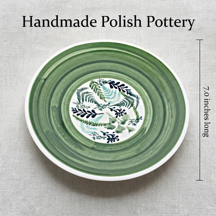 Detail image of Manufaktura Floating Fern Dining Plates & Bowls — Polish Pottery