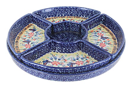 Manufaktura Blue Butterfly Large Serving Piece — Polish Pottery