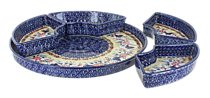 Manufaktura Blue Butterfly Large Serving Piece — Polish Pottery