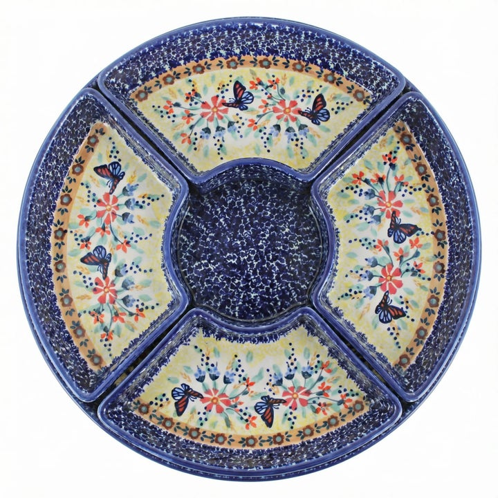 Manufaktura Blue Butterfly Large Serving Piece — Polish Pottery