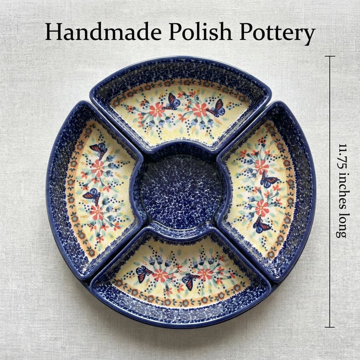 Manufaktura Blue Butterfly Large Serving Piece — Polish Pottery