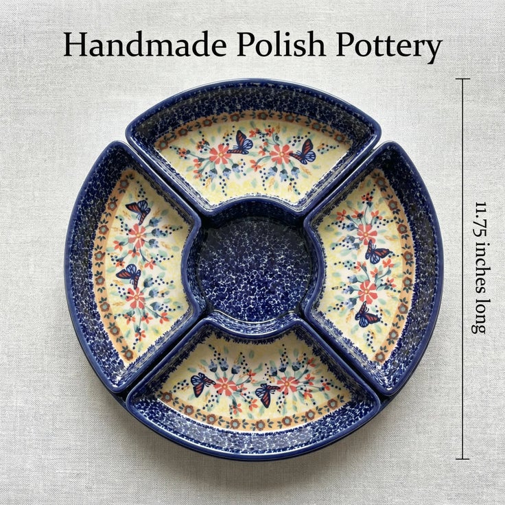 Detail image of Manufaktura Blue Butterfly Large Serving Piece — Polish Pottery