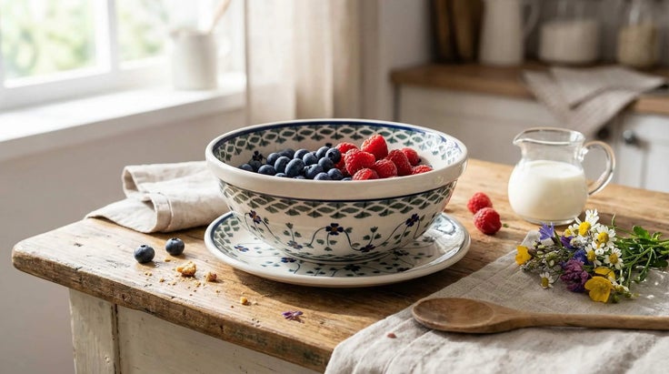 Detail image of Manufaktura Sage Floral Countertop Accessories — Polish Pottery