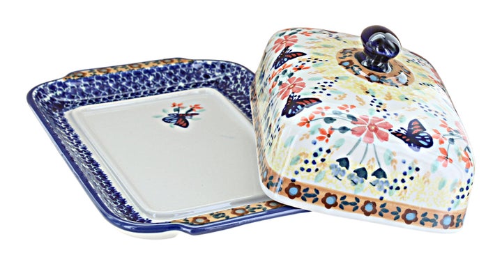 Manufaktura Blue Butterfly Butter Dish — Polish Pottery