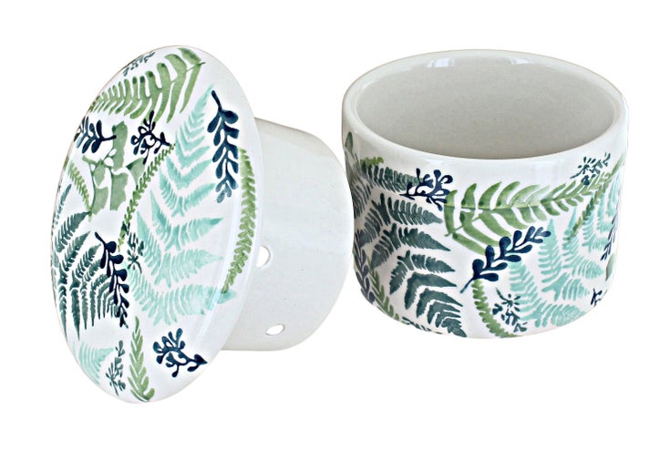 Detail image of Manufaktura Woodland Fern Butter Dish — Polish Pottery