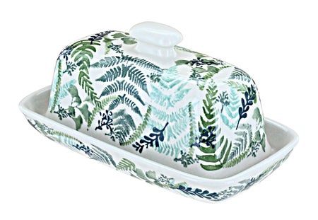Manufaktura Woodland Fern Butter Dish — Polish Pottery