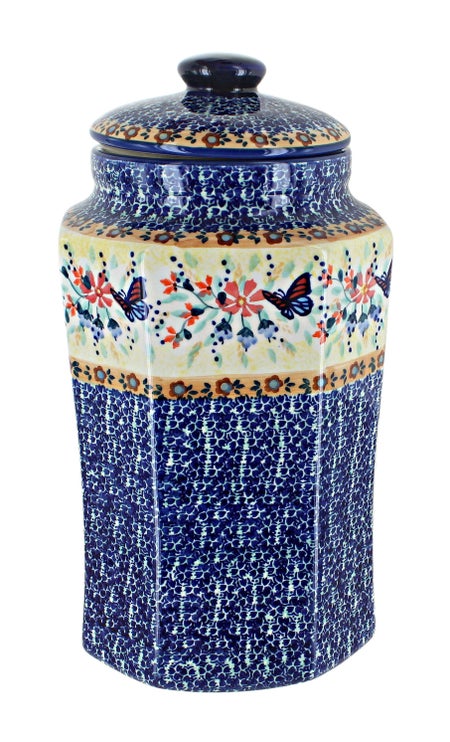 Manufaktura Blue Butterfly Counter Storage — Polish Pottery