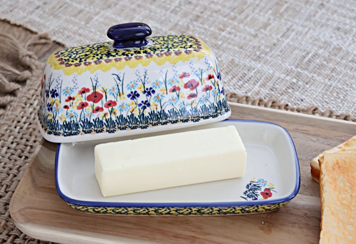 Detail image of Manufaktura Prairie Garden Butter Dish — Polish Pottery