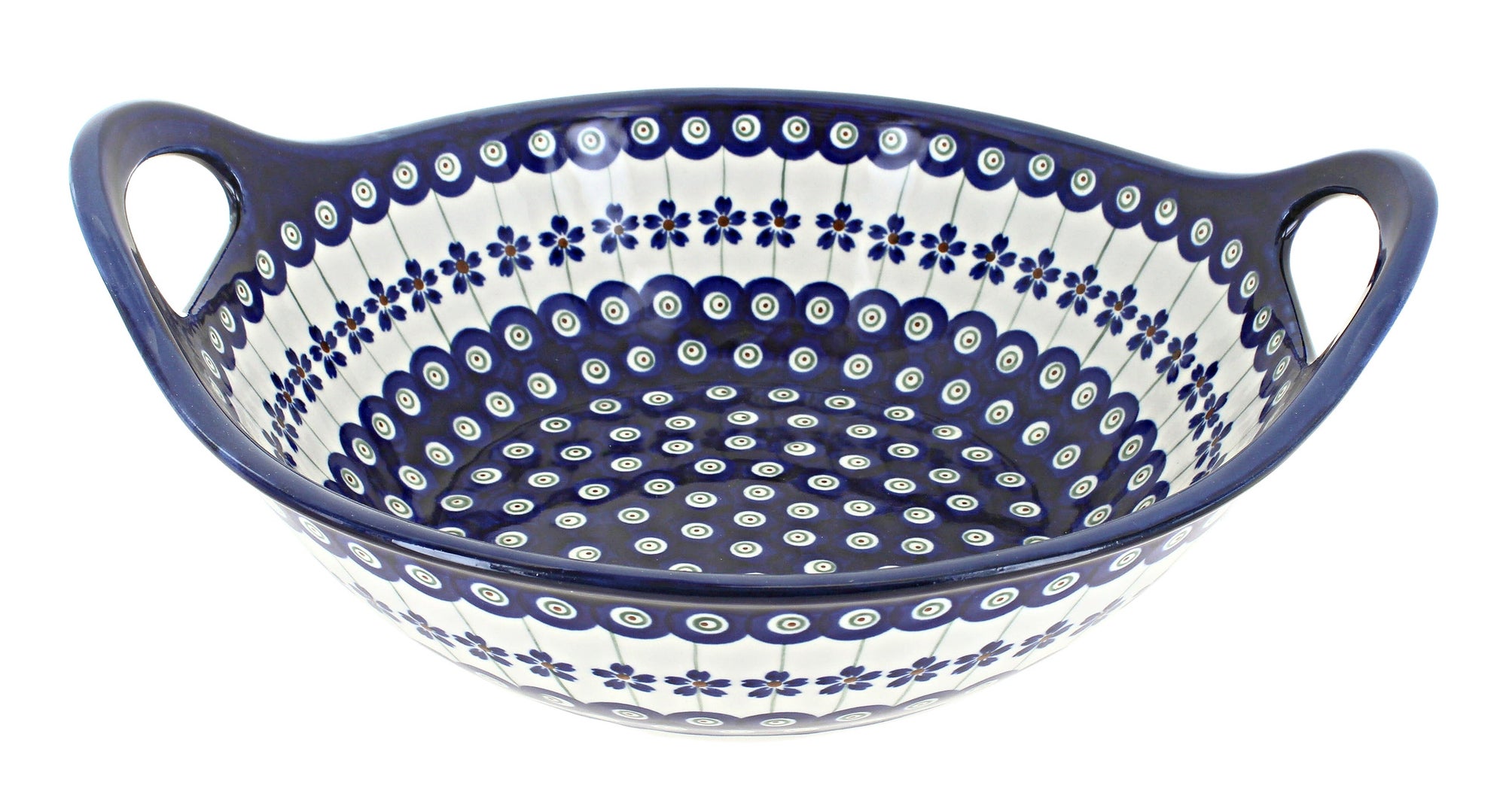 Zaklady Flowering Peacock Medium Serving Piece — Polish Pottery