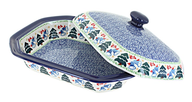 Detail image of Ceramika Artystyczna Winter Bells Medium Bakeware — Polish Pottery
