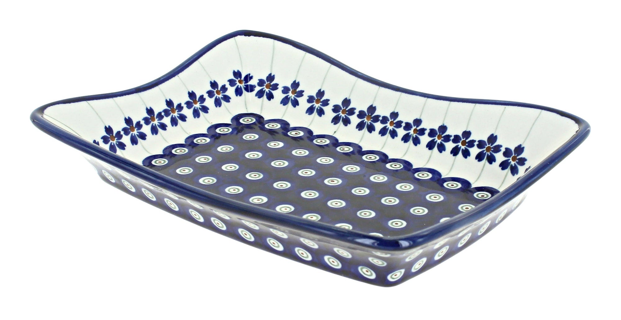 Zaklady Flowering Peacock Medium Serving Piece — Polish Pottery