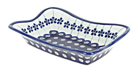 Zaklady Flowering Peacock Small Serving Piece — Polish Pottery