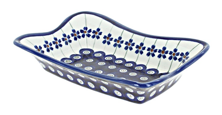 Zaklady Flowering Peacock Small Serving Piece — Polish Pottery