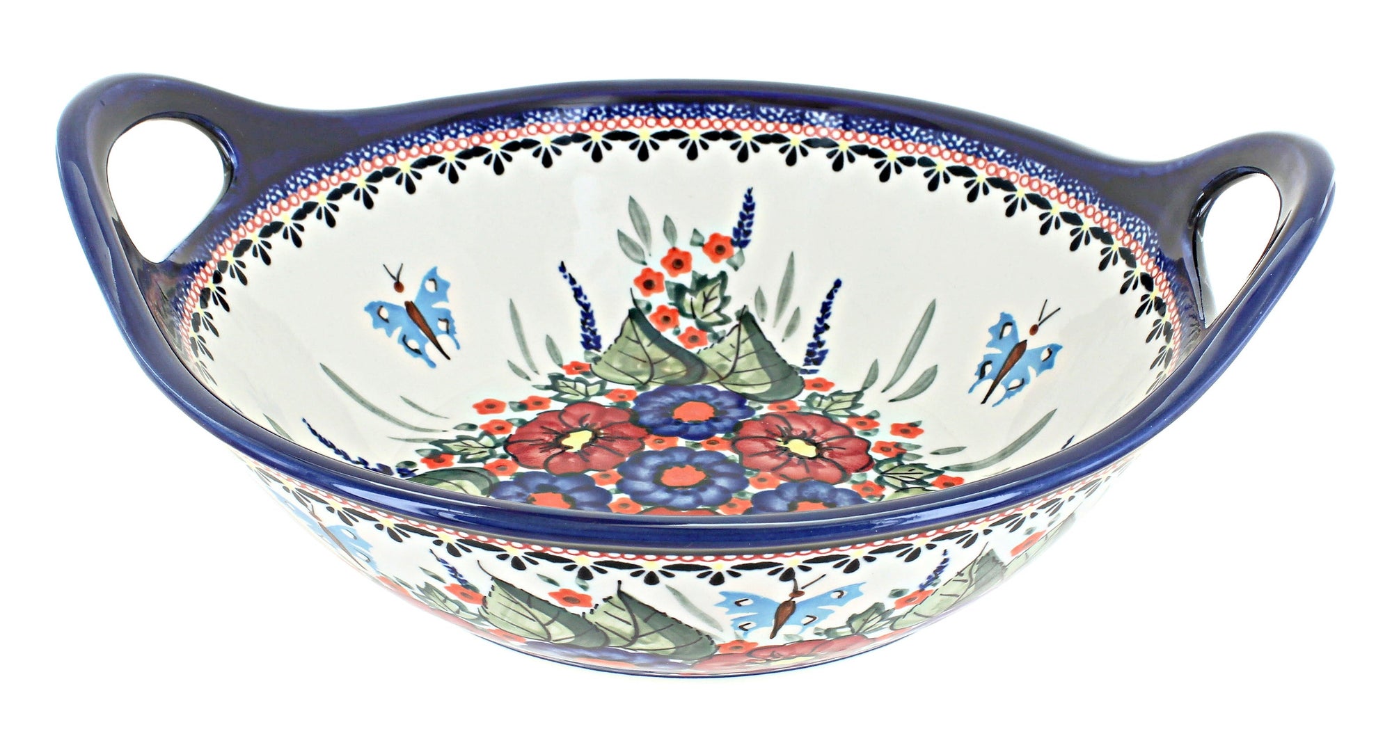 Zaklady Floral Butterfly Medium Serving Piece — Polish Pottery