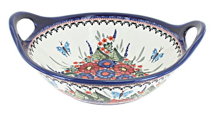 Zaklady Floral Butterfly Medium Serving Piece — Polish Pottery