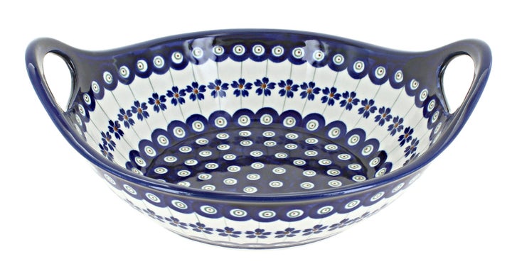 Zaklady Flowering Peacock Small Serving Piece — Polish Pottery