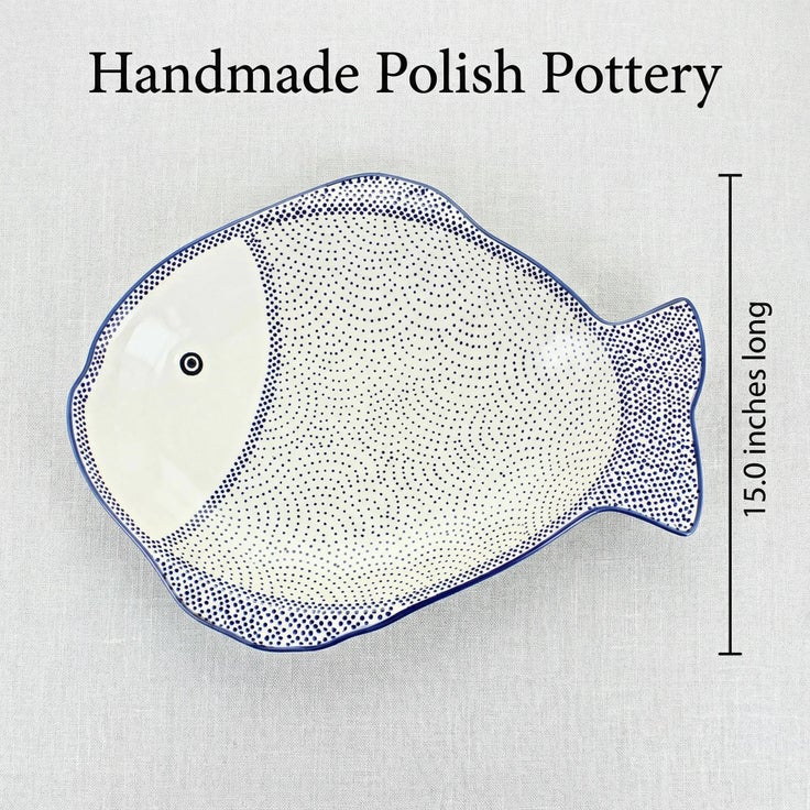 Detail image of Manufaktura Small Dots Large Serving Piece — Polish Pottery