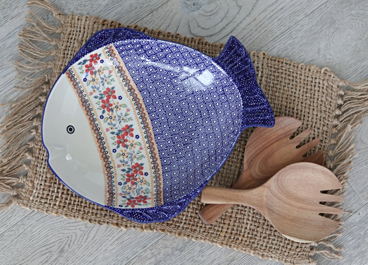 Manufaktura Red Daisy Large Serving Piece — Polish Pottery