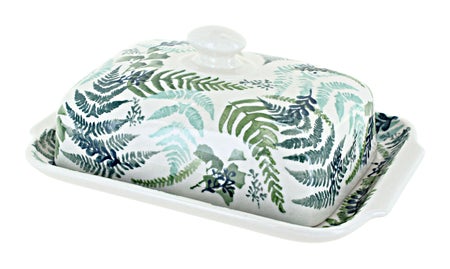 Manufaktura Woodland Fern Butter Dish — Polish Pottery