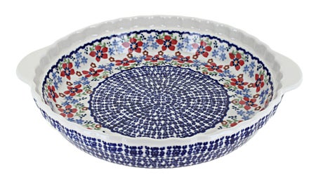 Manufaktura Red Poppy Pie Plate — Polish Pottery