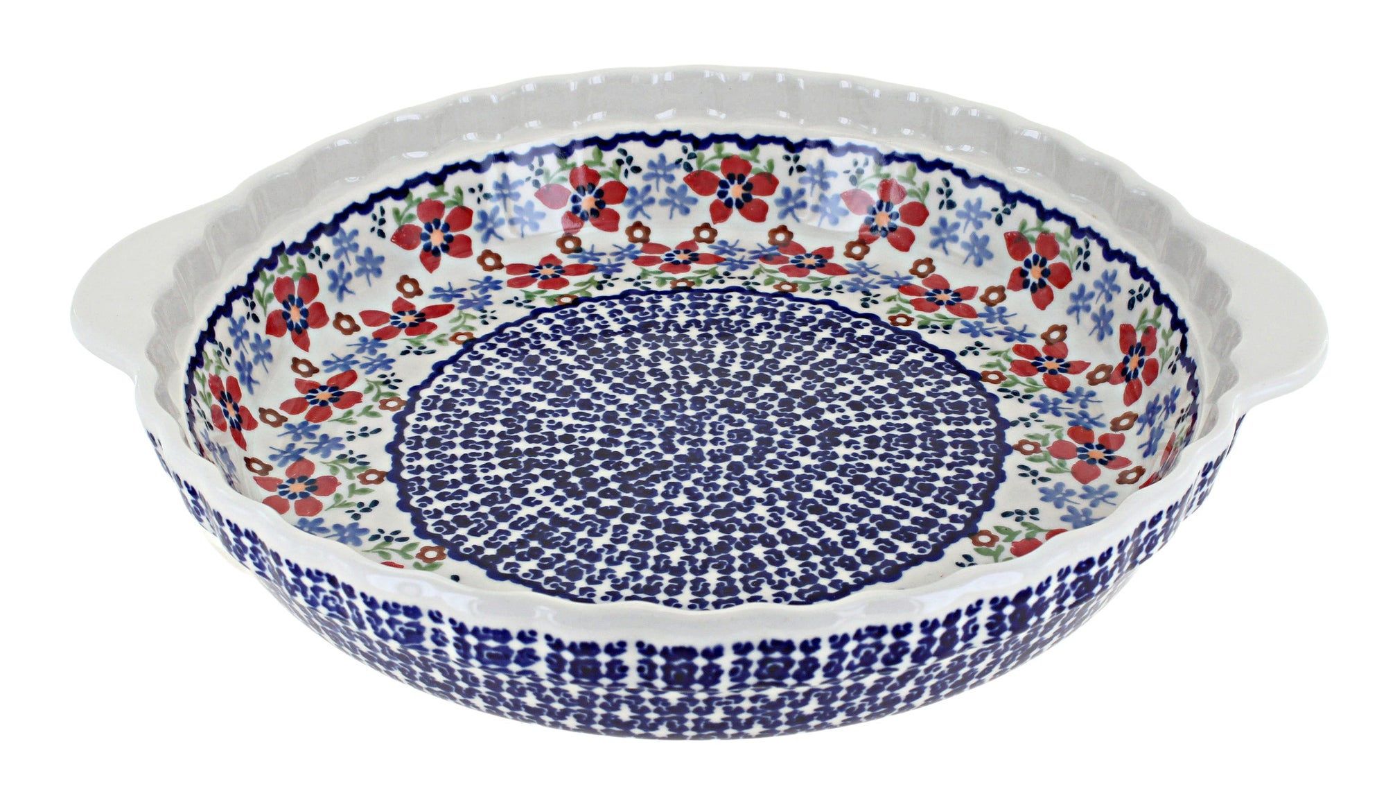 Manufaktura Red Poppy Pie Plate — Polish Pottery